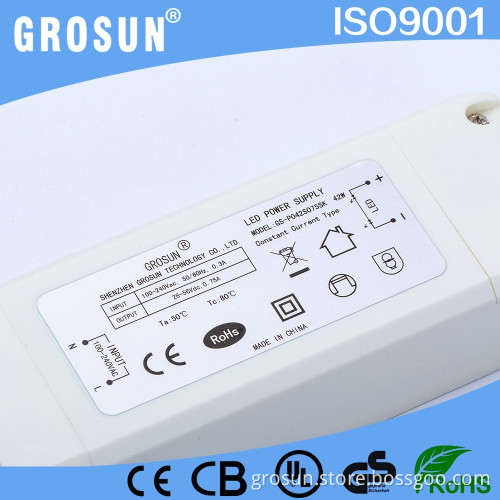 High Quality 42 Watt Power Supply 750ma 28-56V Constant Current Led Driver with UL CE RoHs